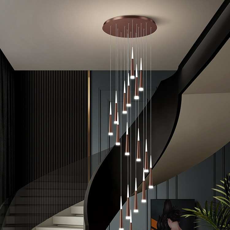 楼梯长吊灯别墅旋转loft公寓挑高客厅楼梯间灯复式楼中楼梯灯吊灯