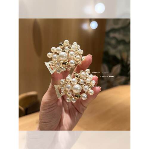 网红固定神器夹子头饰精致珍珠发夹女后脑勺高级感抓夹高马尾爪夹