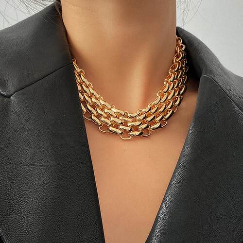 PuRui Punk Chunky Chain Choker Necklace for Women Hip Hop Go