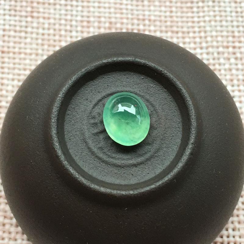傅小姐翡翠冰绿蛋面水润冰透饱满圆润镶嵌