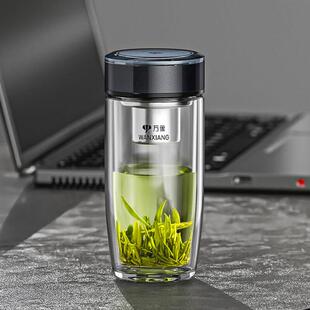 万象500ml双层高硼硅鹅蛋水杯玻璃大容量泡茶男士家用耐高温杯