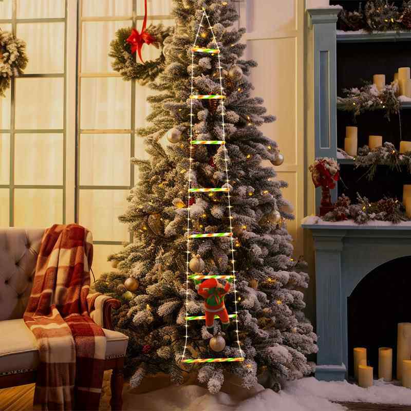 圣诞装饰发光梯子LED彩灯圣诞老人爬梯圣诞树挂饰节日氛围装饰灯