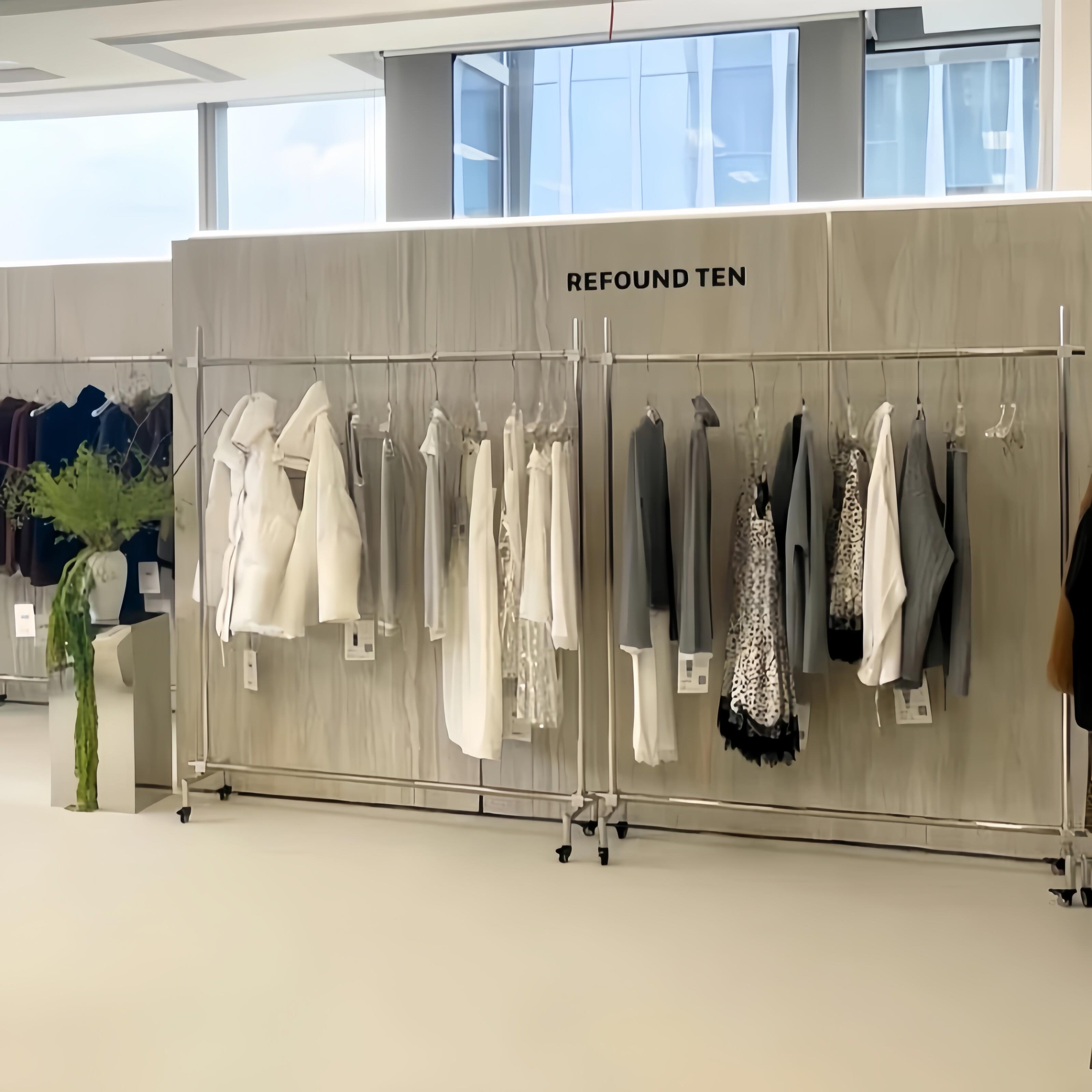 服装店展示架落地式不锈钢挂衣服架子男女装移动专用货架陈列道具