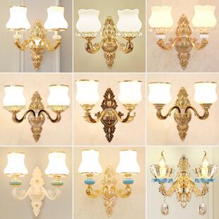 新款 客厅电视背景墙壁灯卧室水晶壁灯过道壁灯房间床头壁灯具 欧式