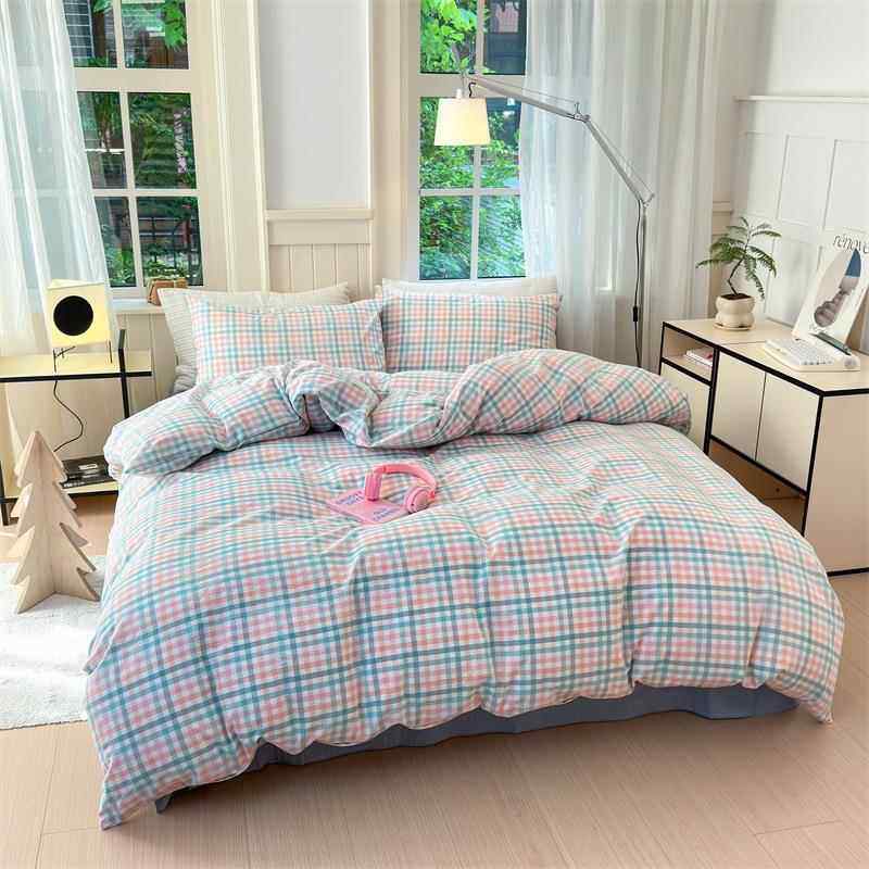 2系025新款类全棉色织水洗棉列四件套1.5mA床单款NAF纯被套色