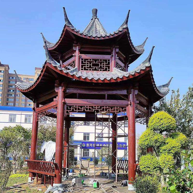 小青瓦六角层凉亭户610外园园林景观凉亭公庭院化双木休闲四角碳