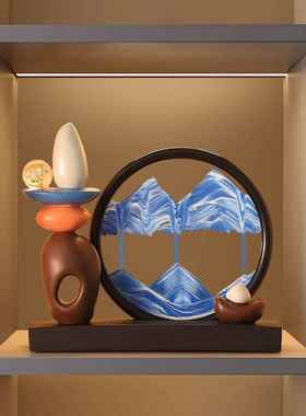 轻奢高档时来运转流沙画摆件欧式酒柜客厅办公室装饰品3D立体沙漏