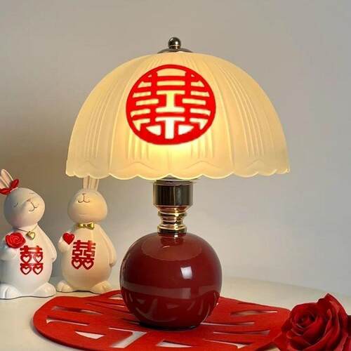 陪嫁婚庆长明灯结婚奶油卧室台灯床头灯高级氛围新娘小夜灯
