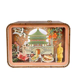 西安钟楼木雕灯文化创意礼品小夜灯国潮文创手工拼装景区旅游纪念