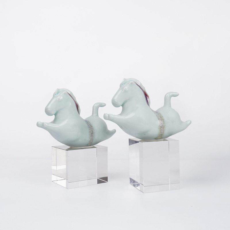 现时尚简约陶瓷马水晶摆件客厅创意家居工艺品电视柜酒柜装饰品