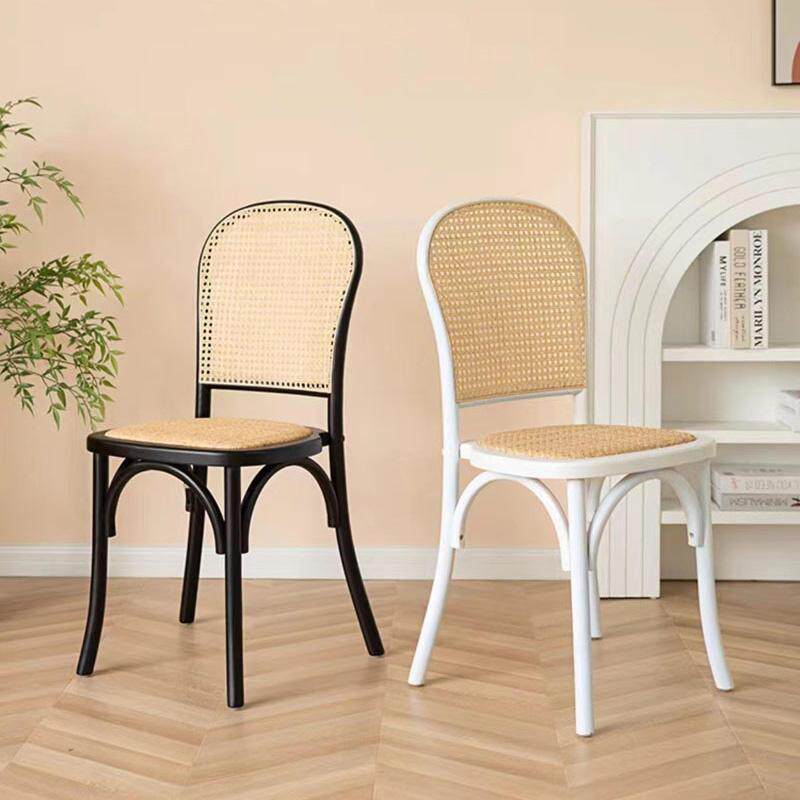 复古乡村实木餐椅单人餐厅椅子藤编靠背咖啡店田园椅全实木舒适