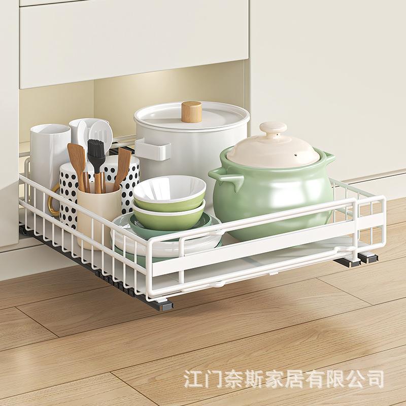 架厨房抽屉碗篮收纳子DRS理调味瓶物整架免打孔伸缩杂抽拉式置物
