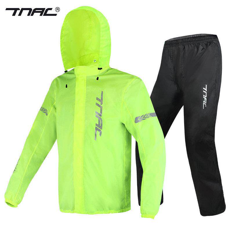 TNAC拓驰机车骑行雨衣套装两件式防水电动车反光轻薄成年雨披女男