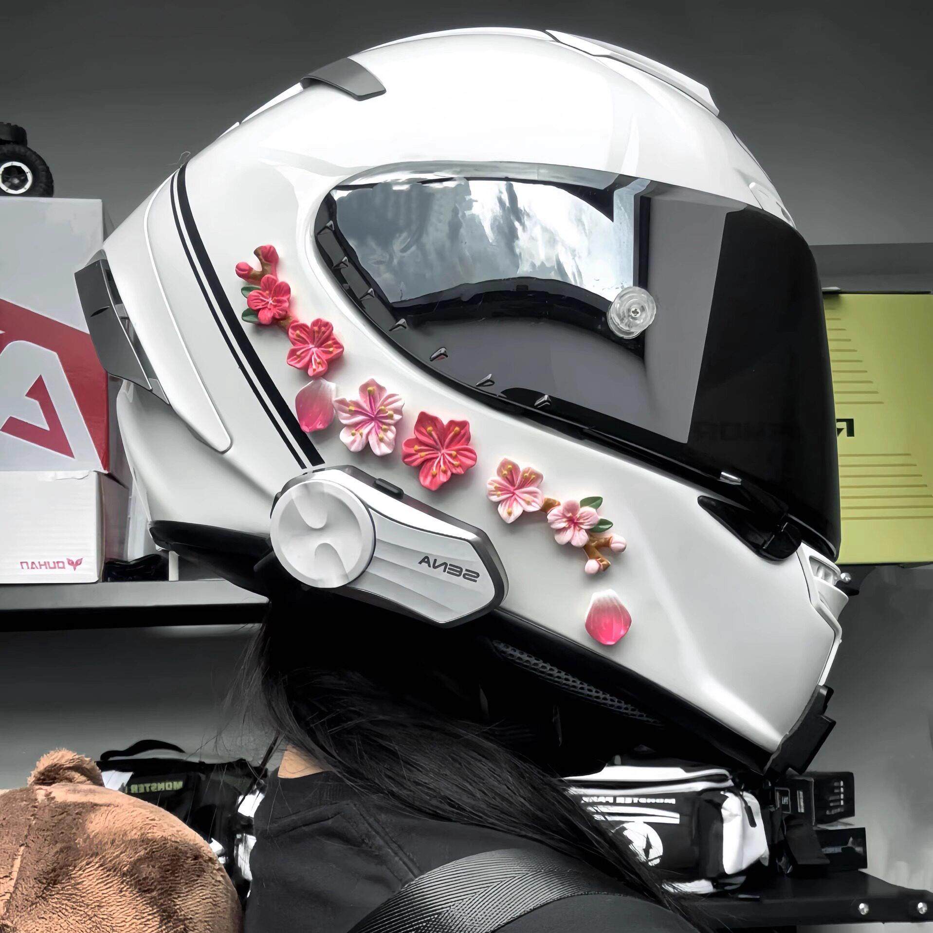 电动车摩托车头盔彷真桃花小清新装饰配件遮挡画痕3D立体改装饰品,摩托车/装备/配件,贴纸/贴膜,淘宝优惠券,粉丝福利购,淘宝优惠卷