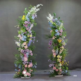 森系莫奈牛角门套装 饰商场仿真花摆件 花艺婚礼路引插花舞台布景装
