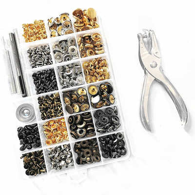 四合，铆钉扣工具6mm双面组合8mm+四合钳子盒装扣配 金属+