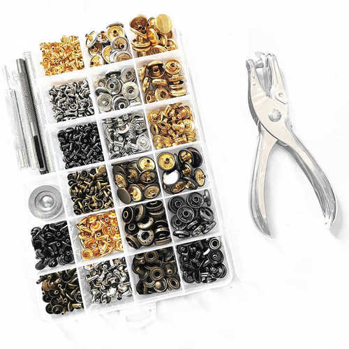 6mm，8mm双面铆钉+四合扣组合盒装 配工具+钳子金属四合扣