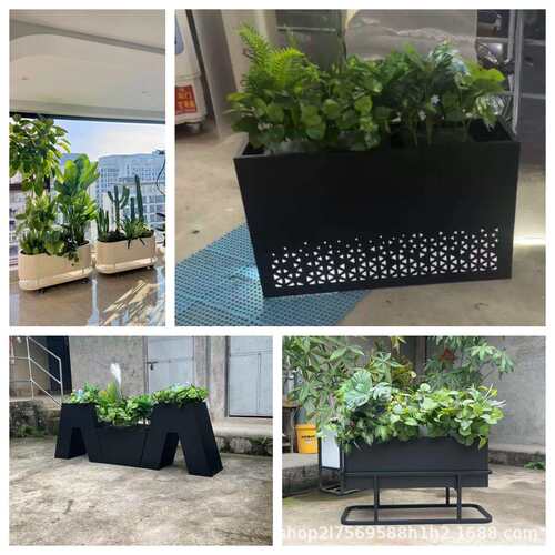 户外不锈钢花箱小区酒店迎宾花盆太阳能发光移动花坛围栏隔断花圃