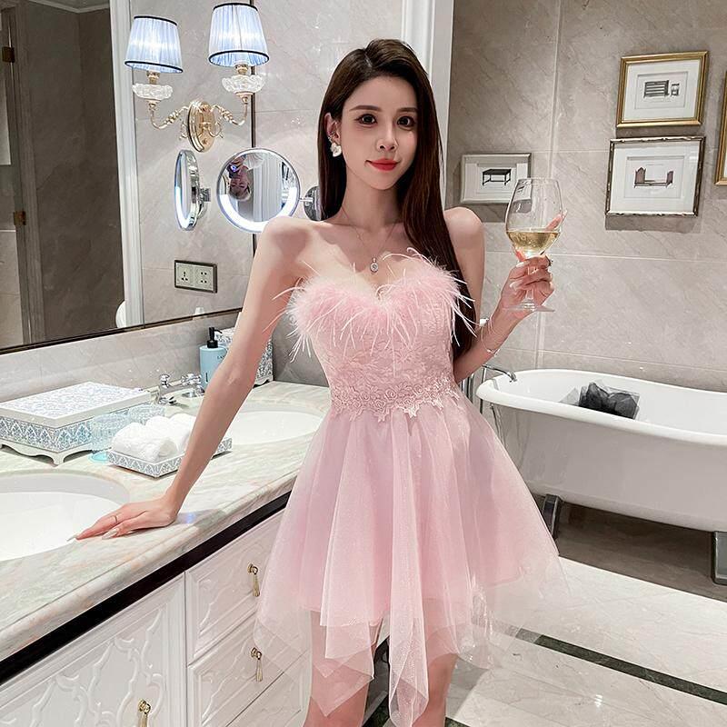 性感抹胸连衣裙辣妹纯欲小个子短款修身显瘦夜店公主裙名媛晚礼服