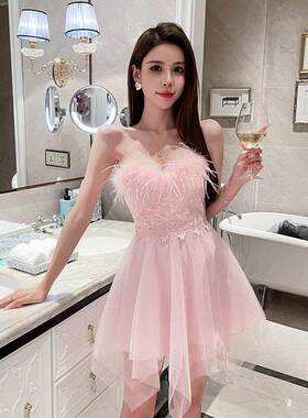性感抹胸连衣裙辣妹纯欲小个子短款修身显瘦夜店公主裙名媛晚礼服