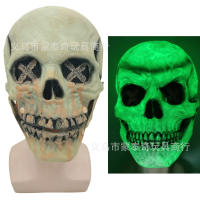 Amazon's new dynamic full-head skull mask with movable jaw head cover and green glowing eyes Halloween prop thumbnail 7