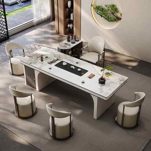 大板茶台干泡湿泡一体意式简约办公客厅阳台家用岩板茶桌组合茶几