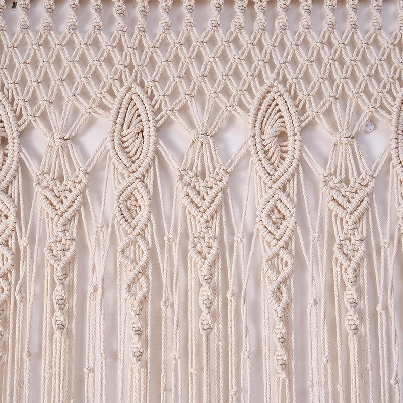 门帘北欧白色棉线绳半帘家用隔断帘民宿房门装饰手工编织纯棉门帘