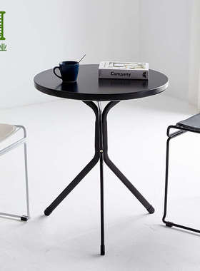 7K洽谈桌现代简约咖啡桌等位会议休闲小圆桌子铁艺阳台茶几户外花