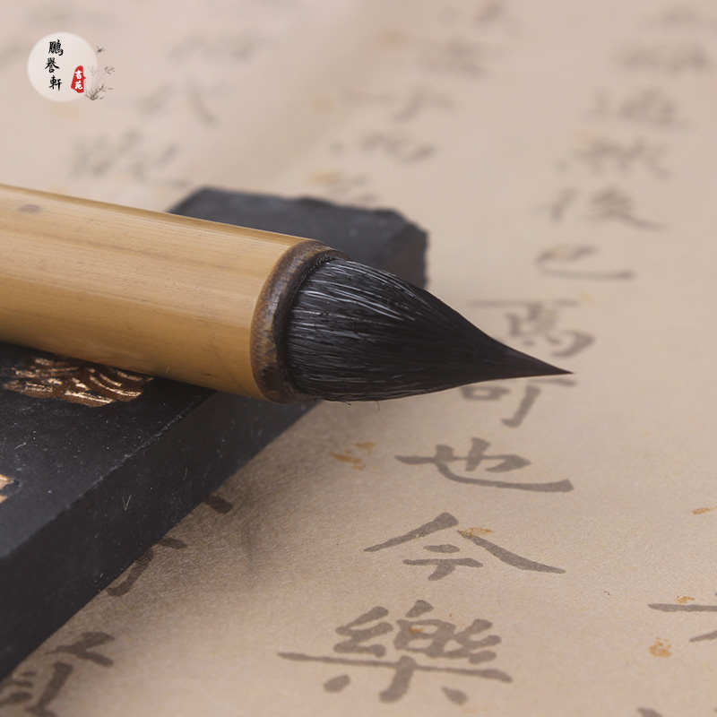 唐代古法缠纸鸡距笔短锋蒜头小楷抄经毛笔仿古雀头笔狼毫紫毫羊毫