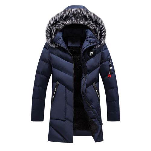 Striped hooded men's cotton jacket, thick cotton jacket,