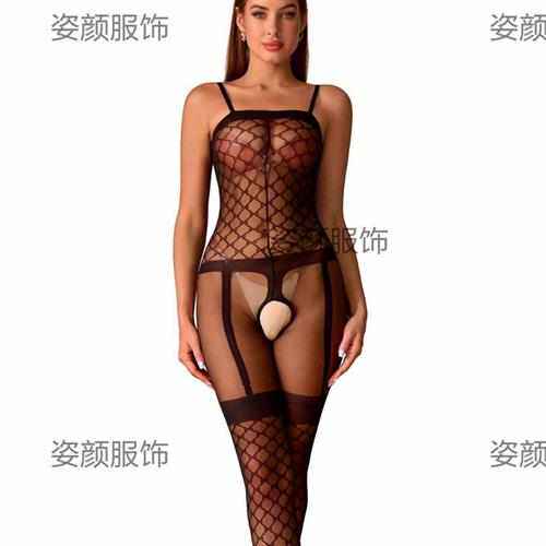 Plus size shoulder strap jacquard hot passion open crotch