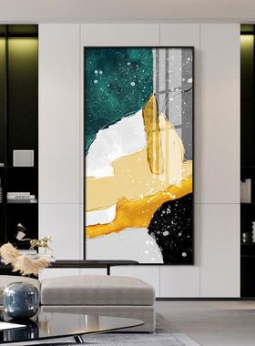 抽象竖玄关装饰画现代VUS约过道简走廊版挂画肌理油画画落地客厅