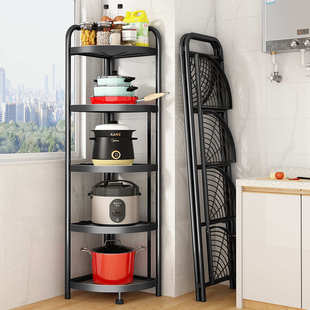 厨房转角置物架家用多层三角落地锅具收纳架卫生间浴室