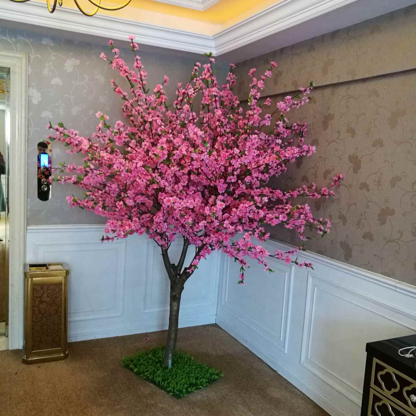 家自销仿桃花树摄影02桃花装修布真景假厂树桃花树仿真盆栽仿真花
