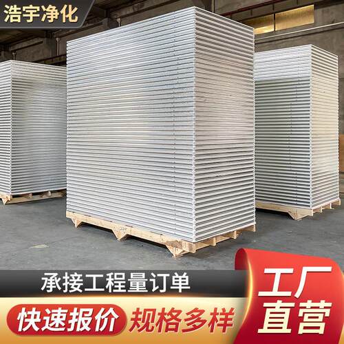 手工岩棉净化板玻镁彩钢板洁净夹芯板厂房防火保温板无尘车间隔墙