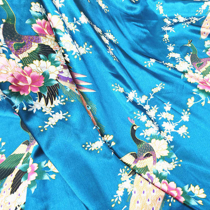 孔雀色丁印花面料 丝绸绸缎锦织缎布料 旗袍舞台装家居服被套里布,纺织面料/辅料/配套,色丁/沙丁面料,淘宝优惠券,粉丝福利购,淘宝优惠卷