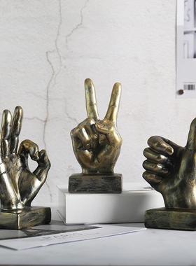 美式复古手势手指模型摆件家居装饰品咖啡店样板间软装饰桌面摆设