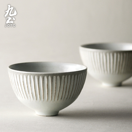 日式粗陶米饭碗家用复古食器面碗汤碗创意单人手工陶瓷圆形餐具厚