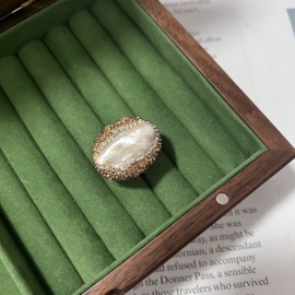 法式复古优雅巴洛克碧玺手工，天然珍珠戒指气质活口，戒指看实物选品
