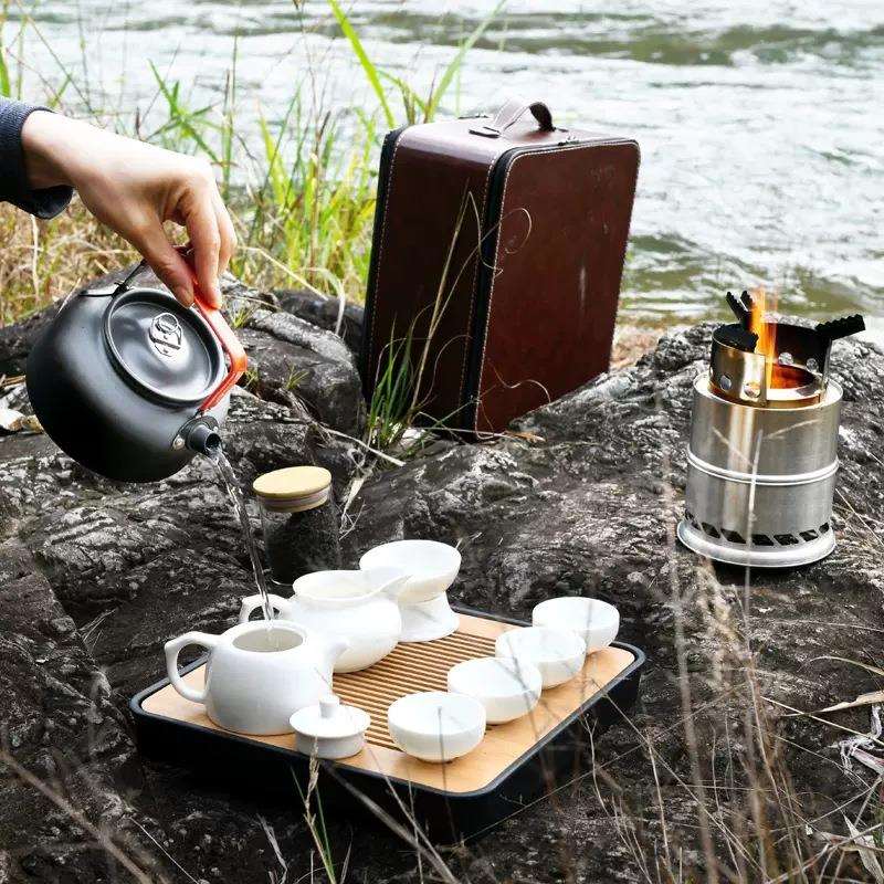 户外茶具套装便携旅行功夫带柴火烧水野外车载露营柴烧炉泡茶神器