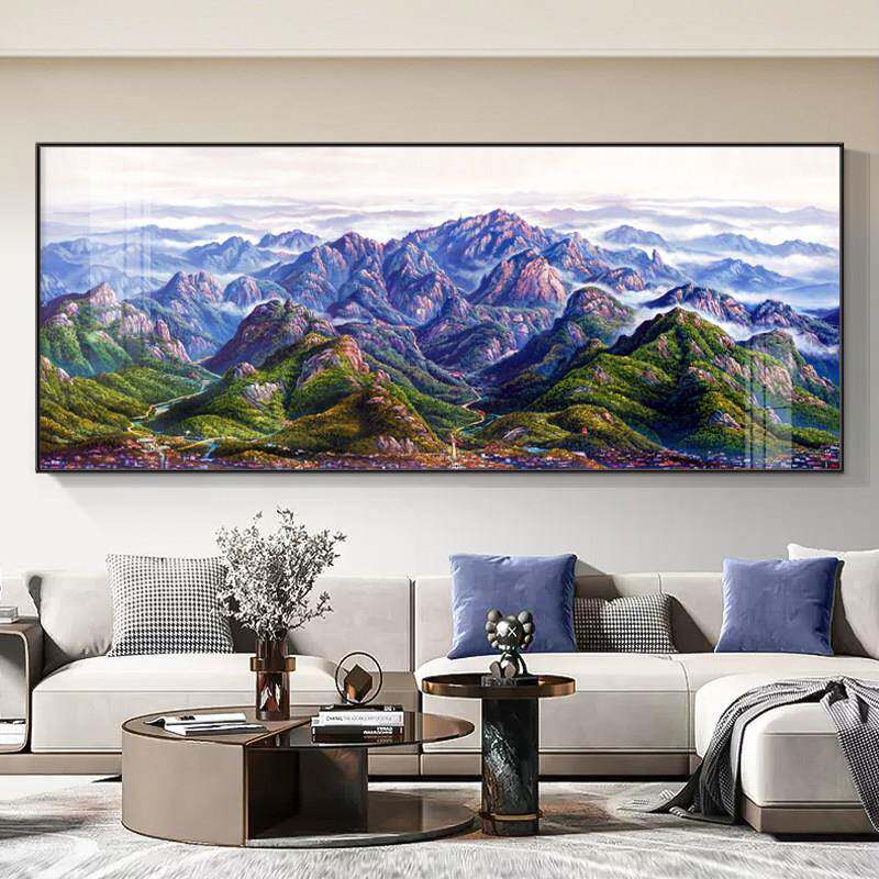泰山画靠山图客厅大白墙装饰画有山无水沙发背景墙挂画办公室壁画