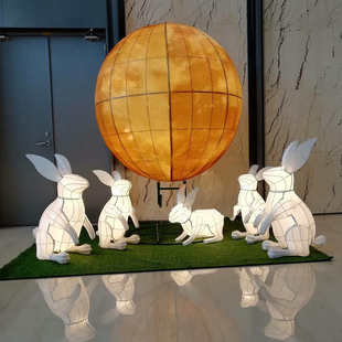 中秋花灯金色月球玉兔嫦娥奔月荷花灯金鱼鲤鱼水果灯笼龙灯宫灯