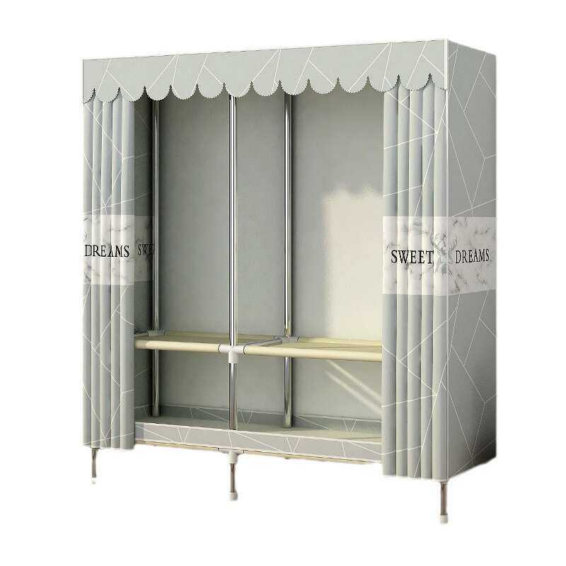 简易衣柜出租房卧室组装钢管钢架加固加粗加厚家居纯色布制衣柜,住宅家具,简易衣柜,淘宝优惠券,粉丝福利购,淘宝优惠卷