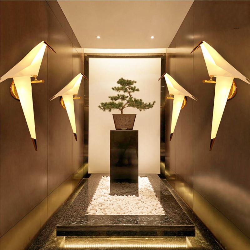 北欧创意小鸟吊灯后现代客厅餐厅千纸鹤壁灯书房卧室床头落地灯