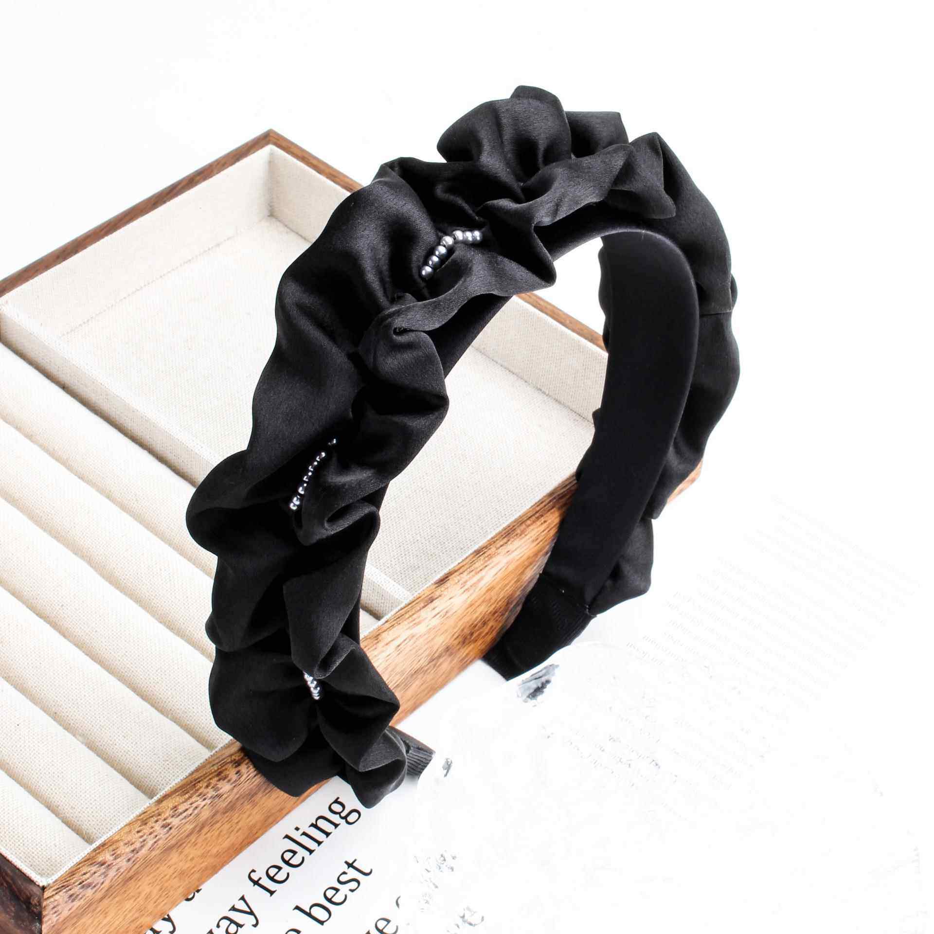 小香风发箍女款高颅顶气质发卡褶皱大头围高级感头布艺大肠头箍