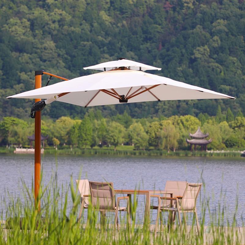 定庭制阳遮阳伞户外花园院伞露伞台大罗卡塔尔木马伞大太伞棚木纹