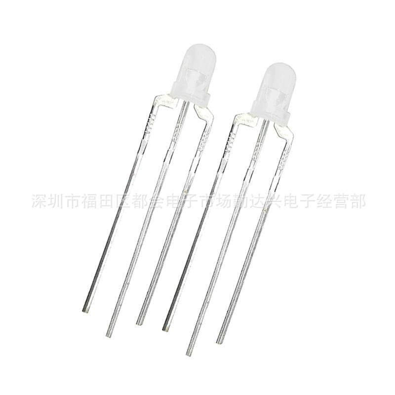 f3雾状蓝翠绿共阳3mm蓝绿色双色指示灯直插式led灯珠发光二极管