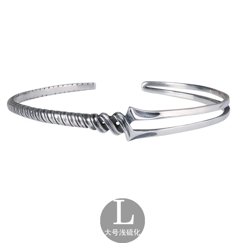 高档Y士UKI男手925纯银手镯朗基镯INS欧美男女个性银子饰情侣饰品