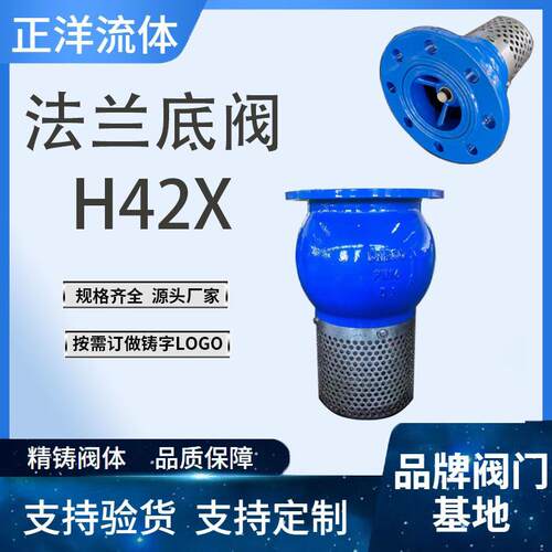 铸铁法兰底阀H42X吸水泵带逆止阀底阀德标美标日标球墨铸铁底阀