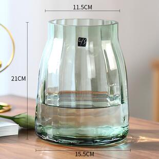 高档描边轻奢透明玻厅花璃花瓶摆件客插金花水养向日葵鲜百合桌面